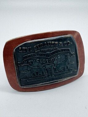 Levi's Brown and Black Logo Belt Buckle